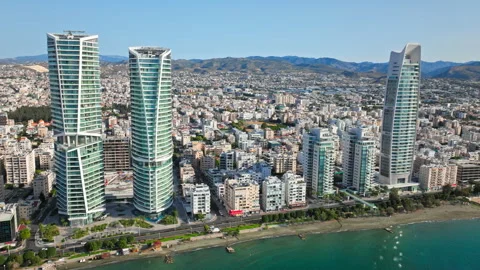 Drone view of Limassol cityscape in Cyprus. Stock Footage 341632972