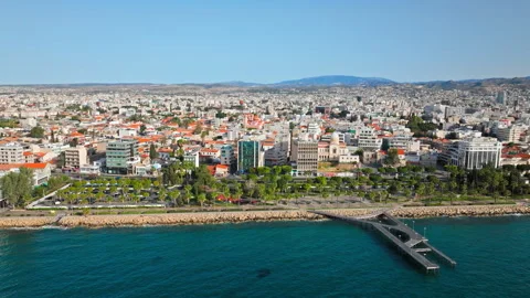 Drone view of Limassol seafront in Cyprus. Stock Footage 341634522