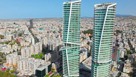 Drone view of Limassol skyline in Cyprus. Stock Footage 341640475