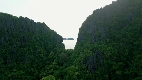 Drone View of Limestone Mountains and Valley – El Nido Palawan Stock Footage 320946544