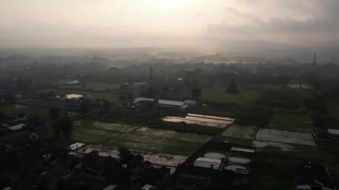 Drone view looking at urban with dew Stock Footage 261931543