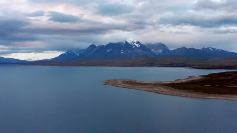 Drone view of a magic sunset in Patagonia, Chile Stock Footage 111832733