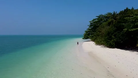 A drone view of a man on the seashore Stock Footage 170608516
