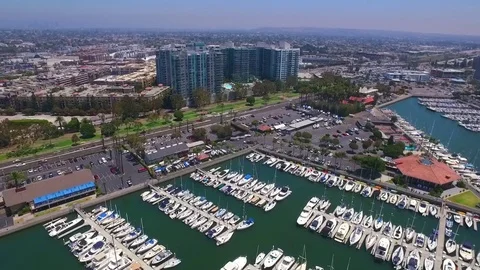 Drone view of Marina del Rey California condo building Stock Footage 78108967