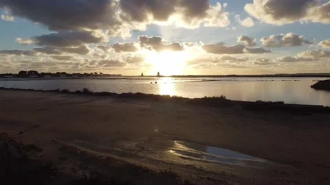 Drone view of Marsala salt pans at sunset in Sicily Italy 1 Stock Footage 146800477