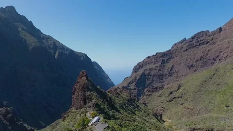 Drone view on The Mask Gorge. A dangerous gorge in the mountains on the acute Stock Footage 219283416
