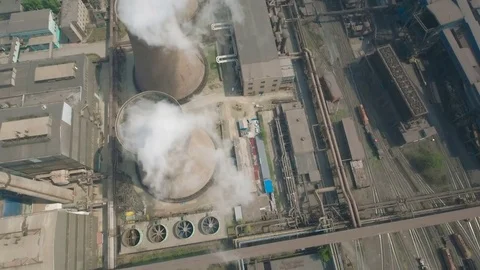 Drone view of massive steel factory Liaoning, rust belt China Stock Footage