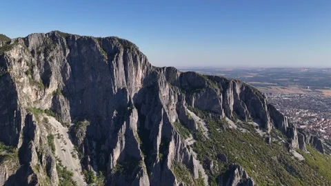 Drone view of massive vertical rock Vratsa Bulgaria Видео 343876166