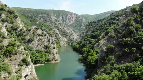 Drone view of Matka Canyon Stock Footage 155547505