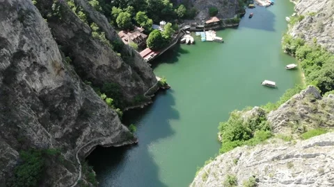 Drone view of Matka Canyon Stock Footage 155547533