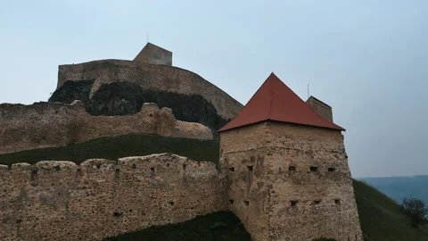 Drone View Of The Medieval Citadel Of Rupea, Romania. Stock Footage 197672136