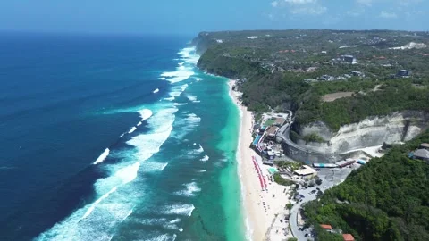 Drone view of Melasti Beach, beautiful coastal scenery Stock Footage 258139710