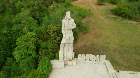 Drone view Memorial complex "Hristo Botev" in Kalofer  Stock Footage 256030542