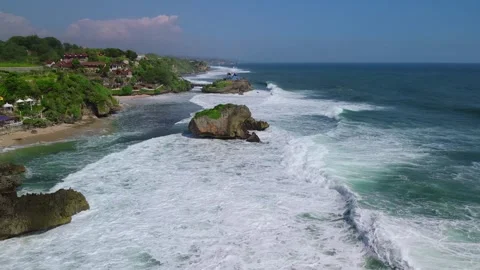Drone view mesra beach beside kukup beach Stock Footage 301671525