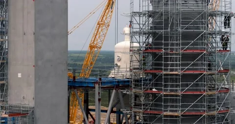 Drone view of metal structures and plant construction Stock Footage 138255167