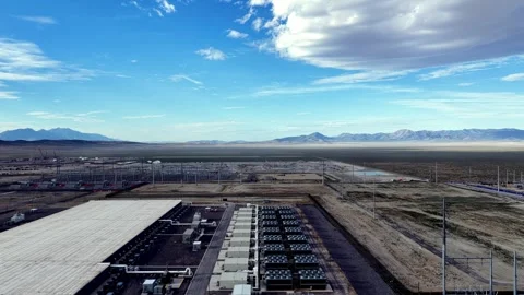 Drone View of Meta's Eagle Mountain Data Center's Ventilation and Power Stock Footage 340321243