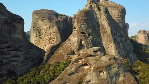 Drone View to the Meteora Rocks Stock Footage 239247973