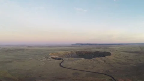 Drone view of a meteorite crater Stock Footage 233668431
