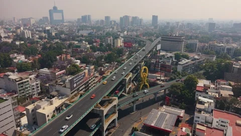 Drone view of metropolitan road network with elevated sections Stock Footage 332197134