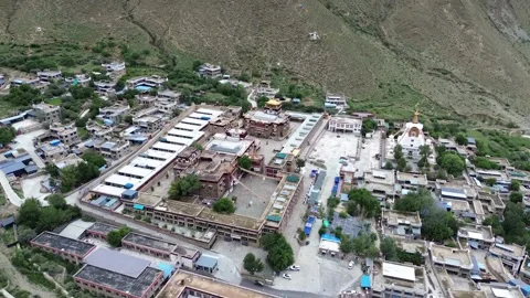 Drone view of Mindrolling Monastery in Tibet Stock Footage 315002775