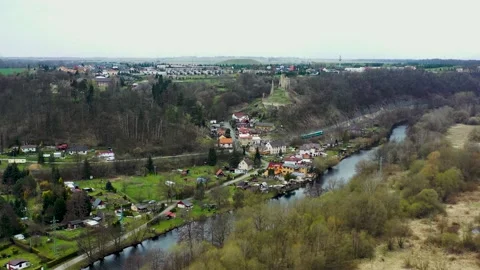 Drone view of Mladá Boleslav city in Czech Republic. Panoramic city scape Video stock 154627721
