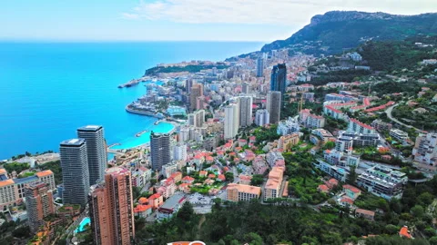 Drone view of Monaco city and coastline. Stock Footage 344448753