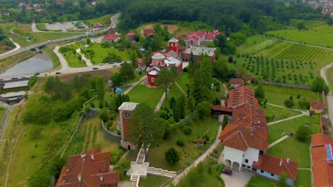 Drone view of a monastery complex Vídeo Stock 138202959