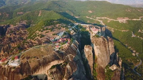 Drone View to the Monastery in Meteora Stock Footage 239249068