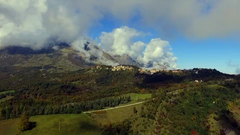 Drone view of Montemonaco Stock Footage 113137735