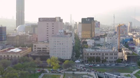 Drone View of Monterrey Macroplaza and City Center Buildings and Architecture Vídeos de archivo 327604477