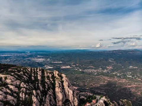 Drone view of Montserrat mountain Stock Photos