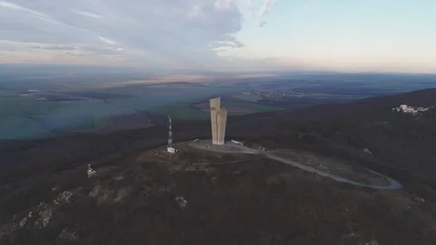 Drone view of the monument of the Bulgarian-Soviet friendship Stock Footage 127376356