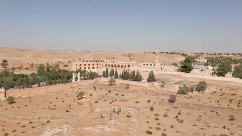 Drone view of Mor Gabriel Monastery, oldest surviving Syriac Orthodox monas.. Stock Footage 318089653