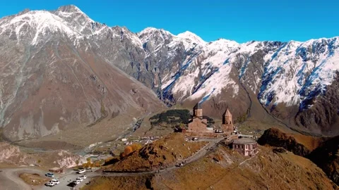 Drone view of Mount Kazbegi Stock Footage 224921038