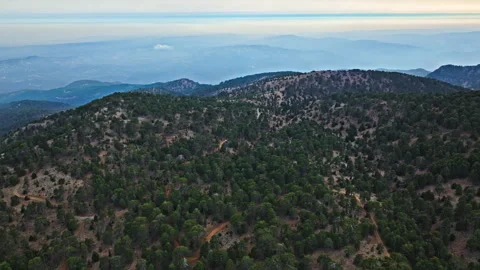 Drone view of Mount Olympus in the Troodos Mountains, Cyprus. Stock Footage 341606476