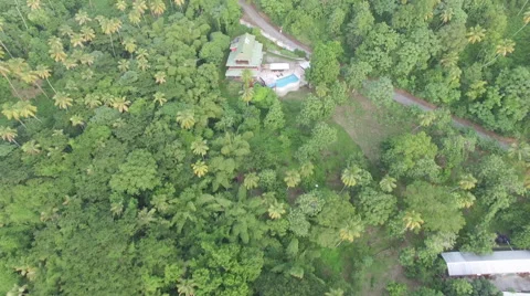 Drone view of mountain and house  Stock Footage 66335412