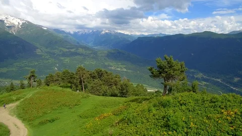 Drone view  of mountain with cloud from observation deck 스톡 동영상 94771507