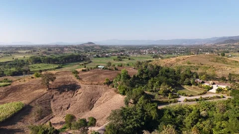 Drone View of Mountain Range and Forested Hills Stock Footage 326176120
