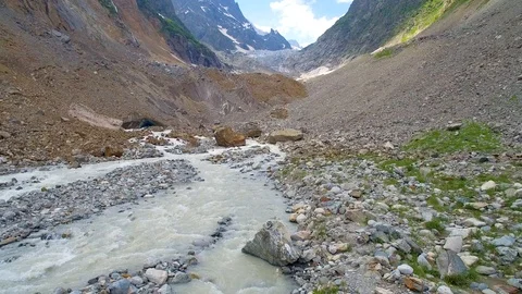 Drone view  mountain river among the slope with stones 스톡 동영상 94771498
