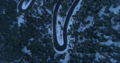 Drone view of a mountain road in Madrid, Spain Stock Footage 111839229