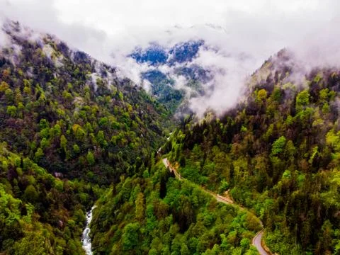 Drone view to the mountain in Trabzon Stock Photos