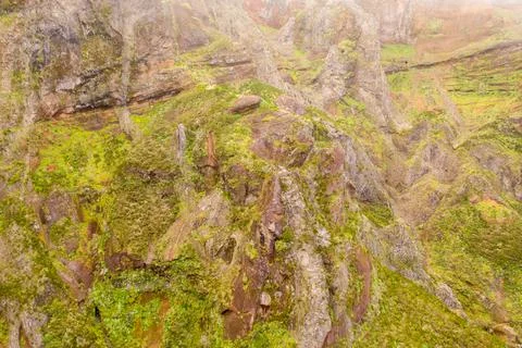 Drone view of mountain trail path Stock Photos