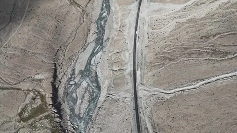 Drone View of Mountain Waterfall and Canyon in Akto Xinjiang China Stock Footage 341614633