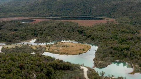 Drone view of mountains and lakes in Tierra del Fuego, Patagonia Stock Footage 111831083