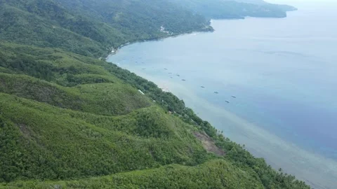 Drone view of the mountains and sea of ​​Ambon Indonesia Stock Footage 213930842