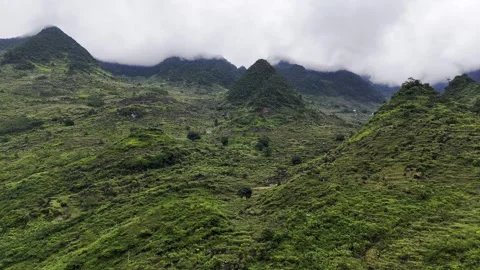 Drone view of mountains at the end of Ha Giang Loop, northern Vietnam – 4K Video stock 325036187