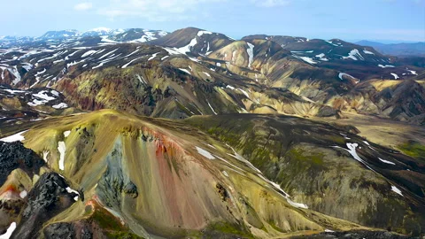 Drone view of mountains of Landmannalaugar Stock Footage 295997459