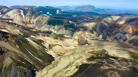 Drone view of mountains of Landmannalaugar Stock Footage 296045192