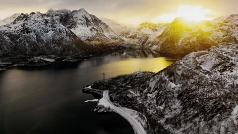 Drone view of mountains in Norway Stock Footage 305030070