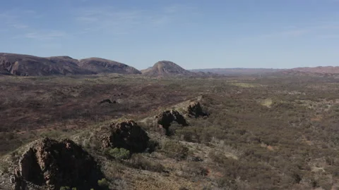 Drone view of mountains, plains and ruins Stock Footage 190924149